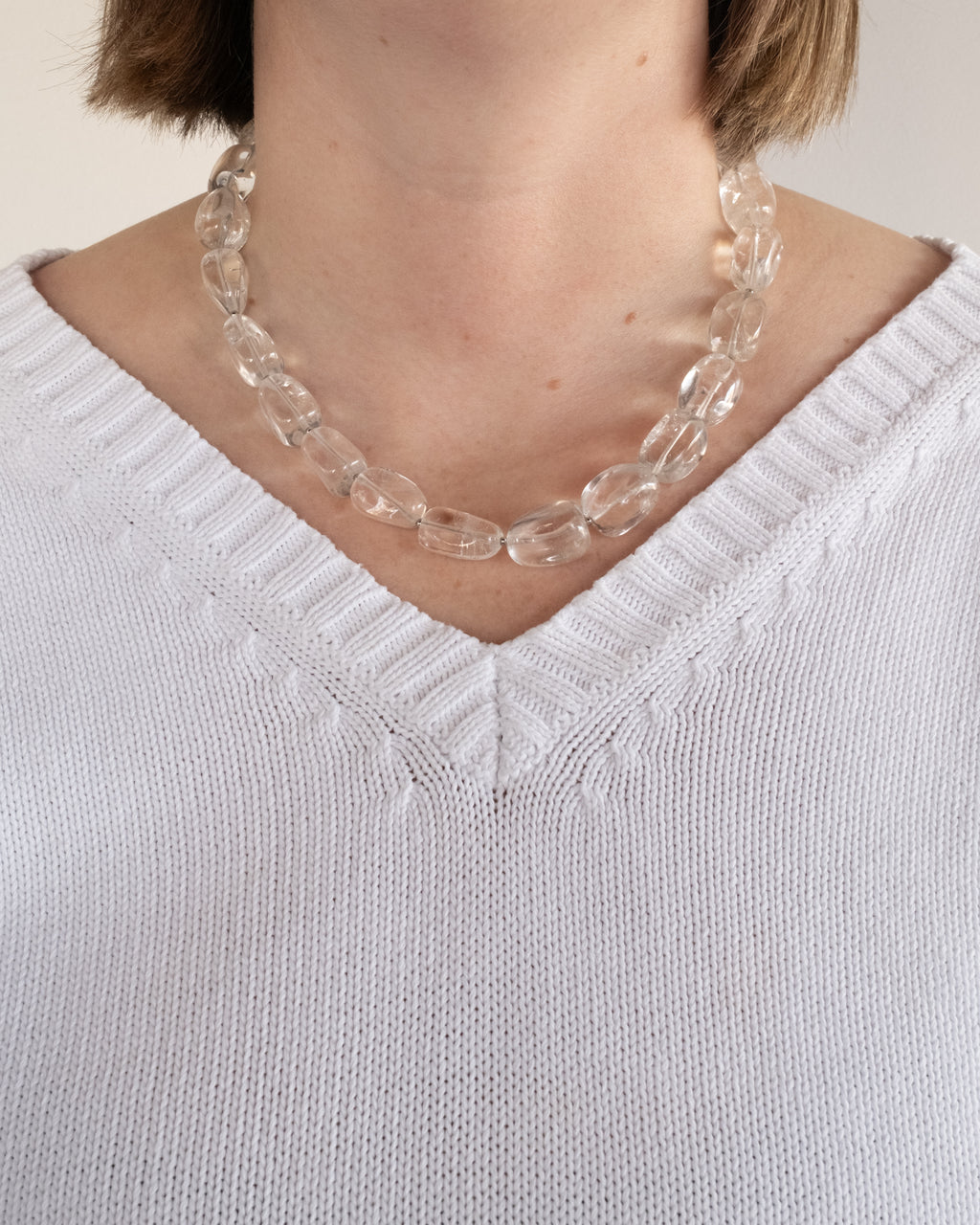 clear quartz nugget necklace