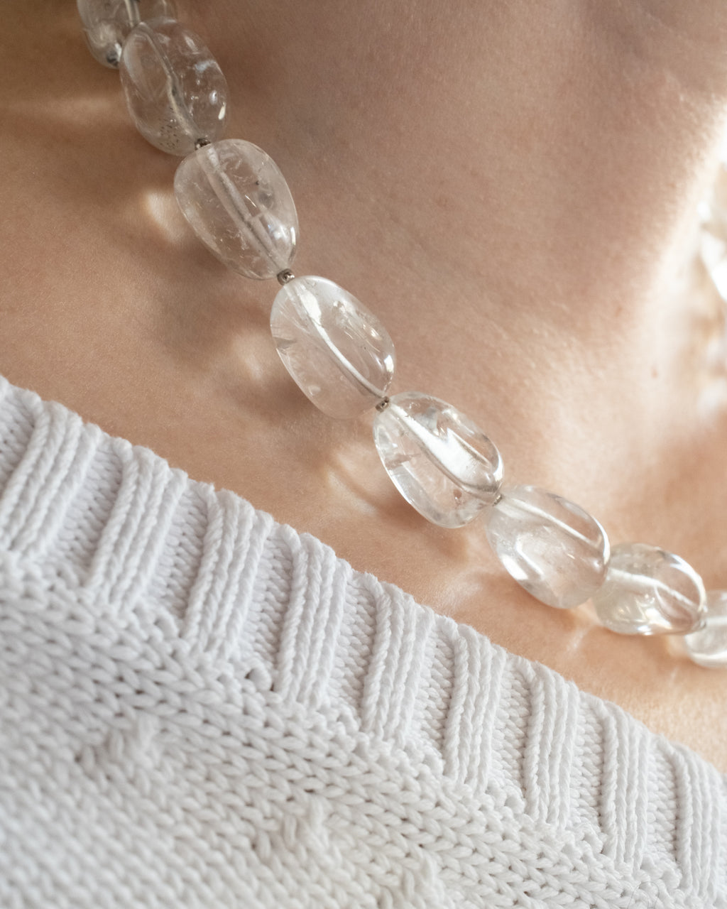 clear quartz nugget necklace