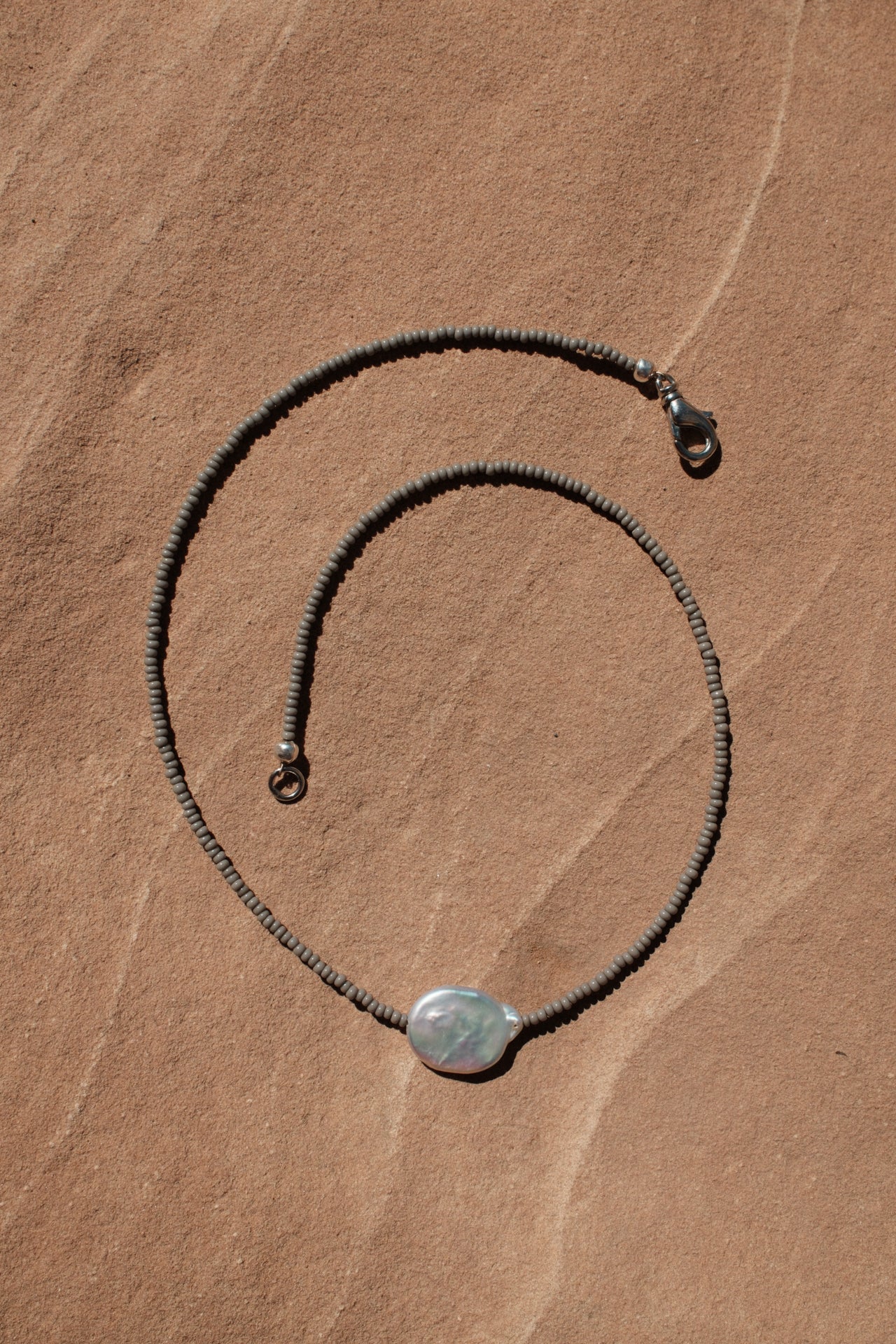 Silver pearl necklace
